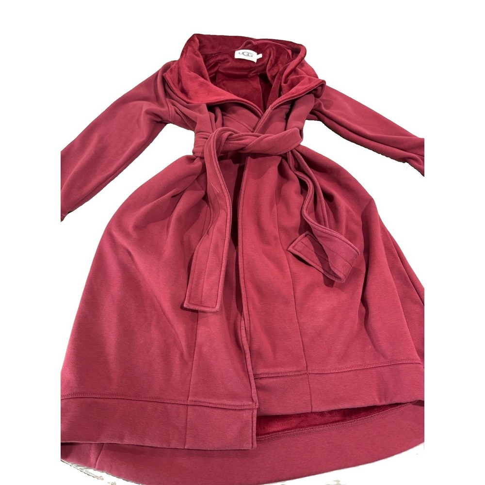 UGG Women's Shawl-Collar Duffield Long-Sleeve Bath Robe Red Size Small